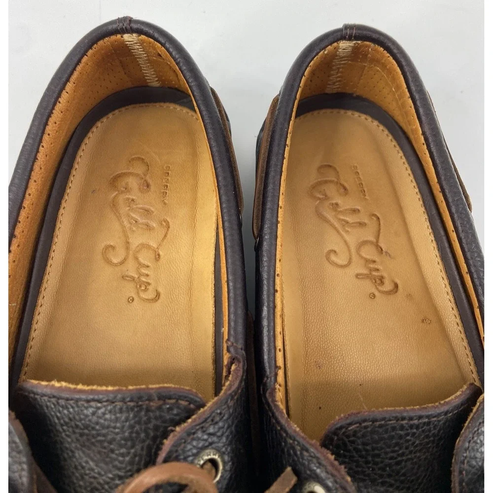 Sperry Gold Cup Boat Shoes Men 9 A/O 2-Eye Tumbled Brown Leather Preppy Nautical